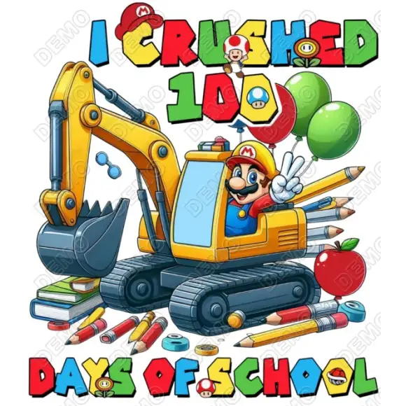 100 Days of School Super Mario DTF Iron on Transfer 100 Days of School Super Mario DTF Iron on Transfer