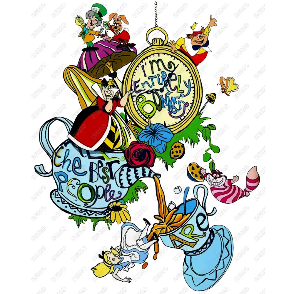 Alice in Wonderland Cheshire Cat  DTF  Shirt Iron on  Transfer