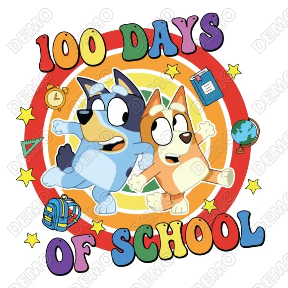 Bluey 100 Days of School DTF Iron on Transfer N5 Bluey 100 Days of School DTF Iron on Transfer N5