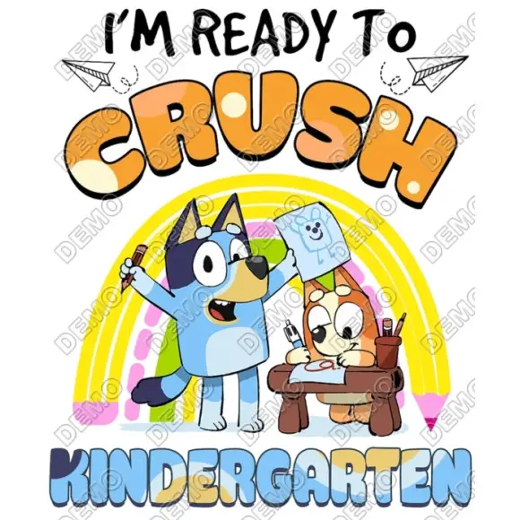 Bluey DTF Crush Kindergarten Shirt Iron on Transfer Bluey DTF Crush Kindergarten Shirt Iron on Transfer