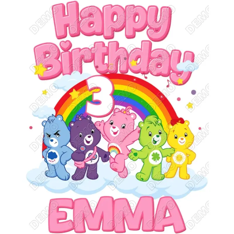 Care Bears  Birthday Personalized  DTF  Shirt Iron on Transfer
