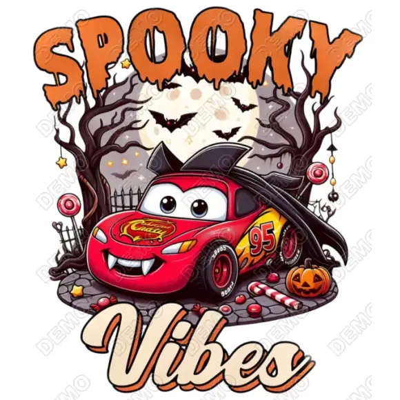Cars Spooky Vibes Halloween DTF  Iron on Transfer