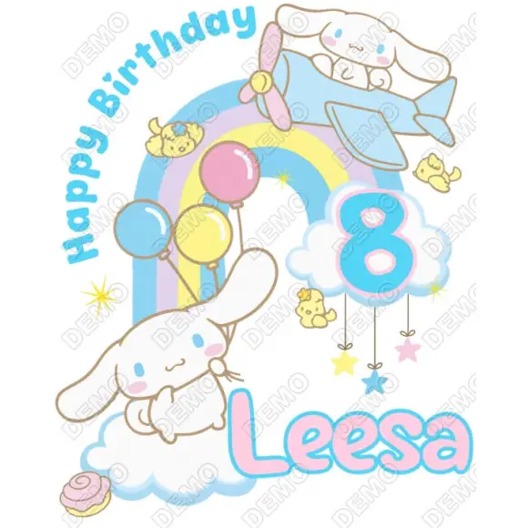 Cinnamoroll Birthday Custom  DTF  Shirt Iron on Transfer