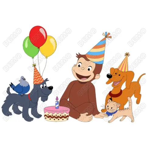 Curious George Birthday party DTF Shirt Iron on Transfer