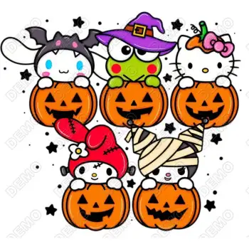 Halloween Cinnamoroll Hello Kitty  DTF  Shirt Iron on Transfer  Halloween Cinnamoroll Hello Kitty  DTF  Shirt Iron on Transfer