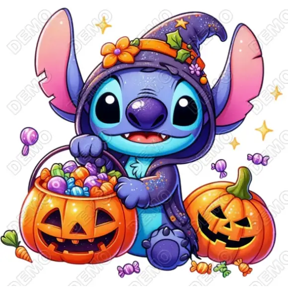 Halloween Stitch Pumpkin  DTF  Iron on Transfer