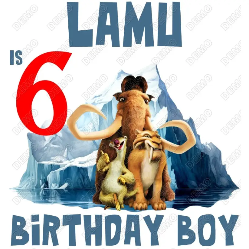 Ice Age Birthday  Personalized  DTF  T Shirt Iron on Transfer