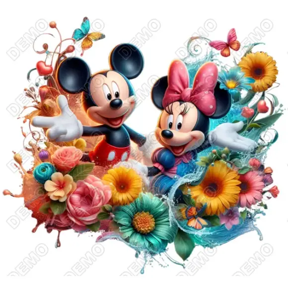 Mickey and Minnie Mouse DTF T Shirt Iron on Transfer Mickey and Minnie Mouse DTF T Shirt Iron on Transfer