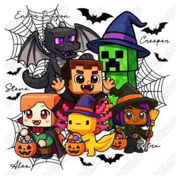 Minecraft Halloween  DTF Shirt Iron on Transfer 