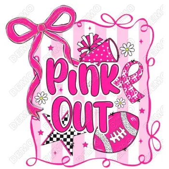 Preppy Pink Out  Football Breast Cancer DTF  Shirt Iron on Transfer