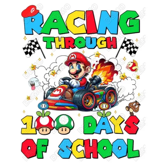 100 Days of School Mario Racing DTF Iron on Transfer 100 Days of School Mario Racing DTF Iron on Transfer