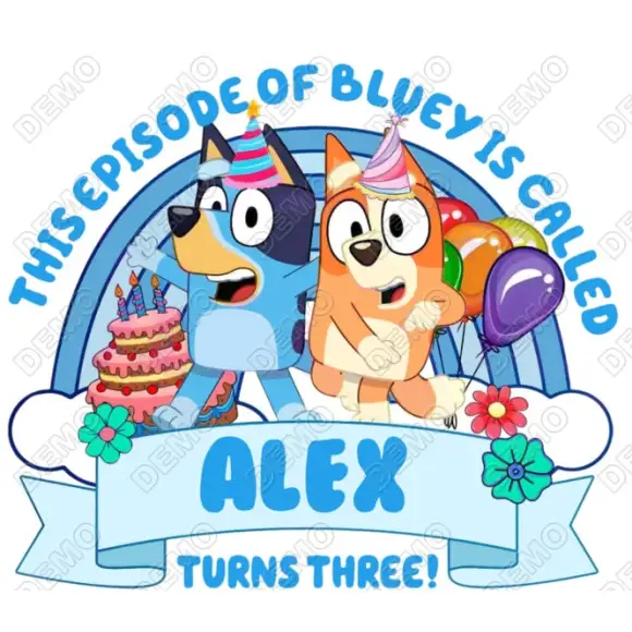 BLUEY Birthday Custom DTF Iron on Transfer