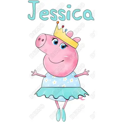 Ballerina Peppa Pig Custom Name DTF Iron on Transfer Ballerina Peppa Pig Custom Name DTF Iron on Transfer