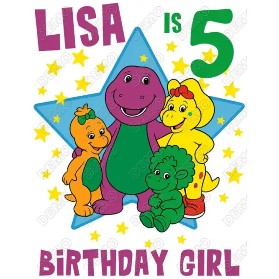 Barney Star Birthday Custom DTF Shirt Iron on Transfer Barney Star Birthday Custom DTF Shirt Iron on Transfer