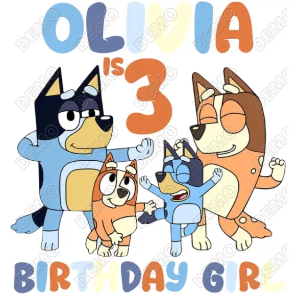 Bluey  Birthday  DTF  Shirt Iron on Transfer