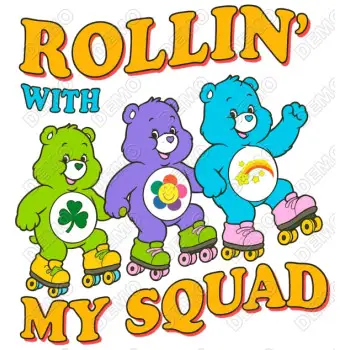 Care Bears Rollin' with My Squad DTF  Shirt Iron on Transfer 