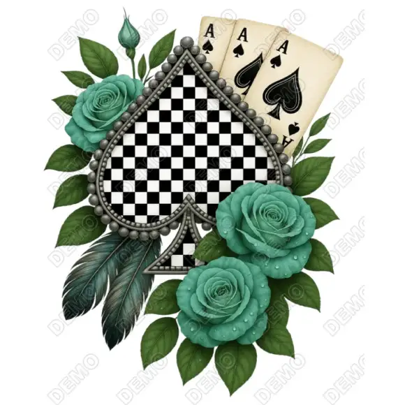 Checkered Spade Blue DTF  Iron on Transfer