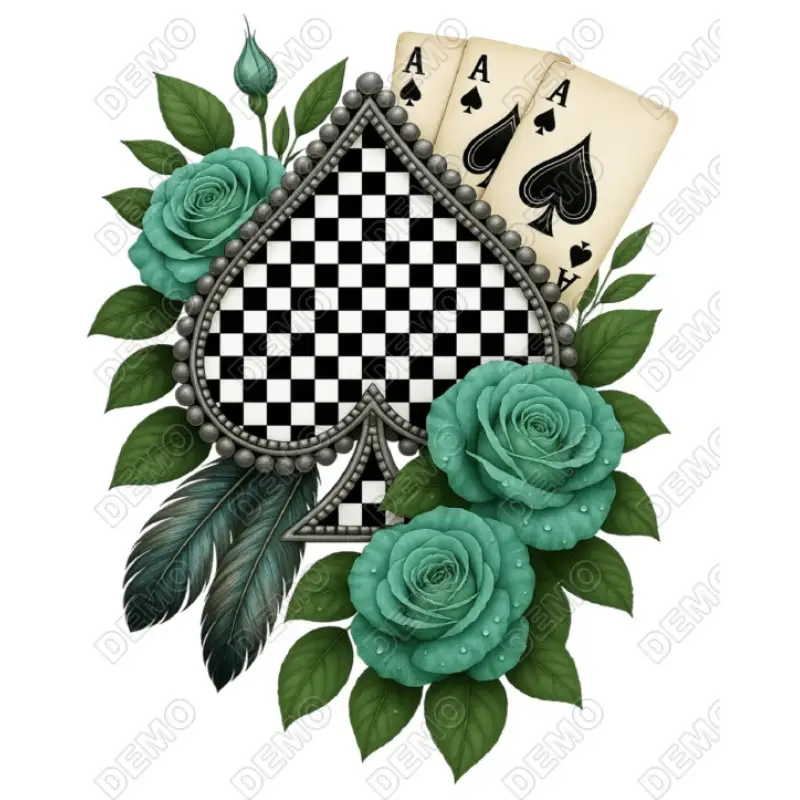 Checkered Spade Blue DTF Iron on Transfer Checkered Spade Blue DTF Iron on Transfer