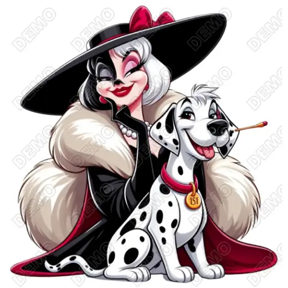 Dalmatians Cruella  DTF Iron on Transfer