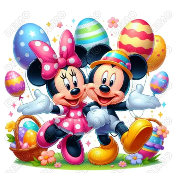Easter Minnie and Mickey DTF Iron on Transfer Easter Minnie and Mickey DTF Iron on Transfer