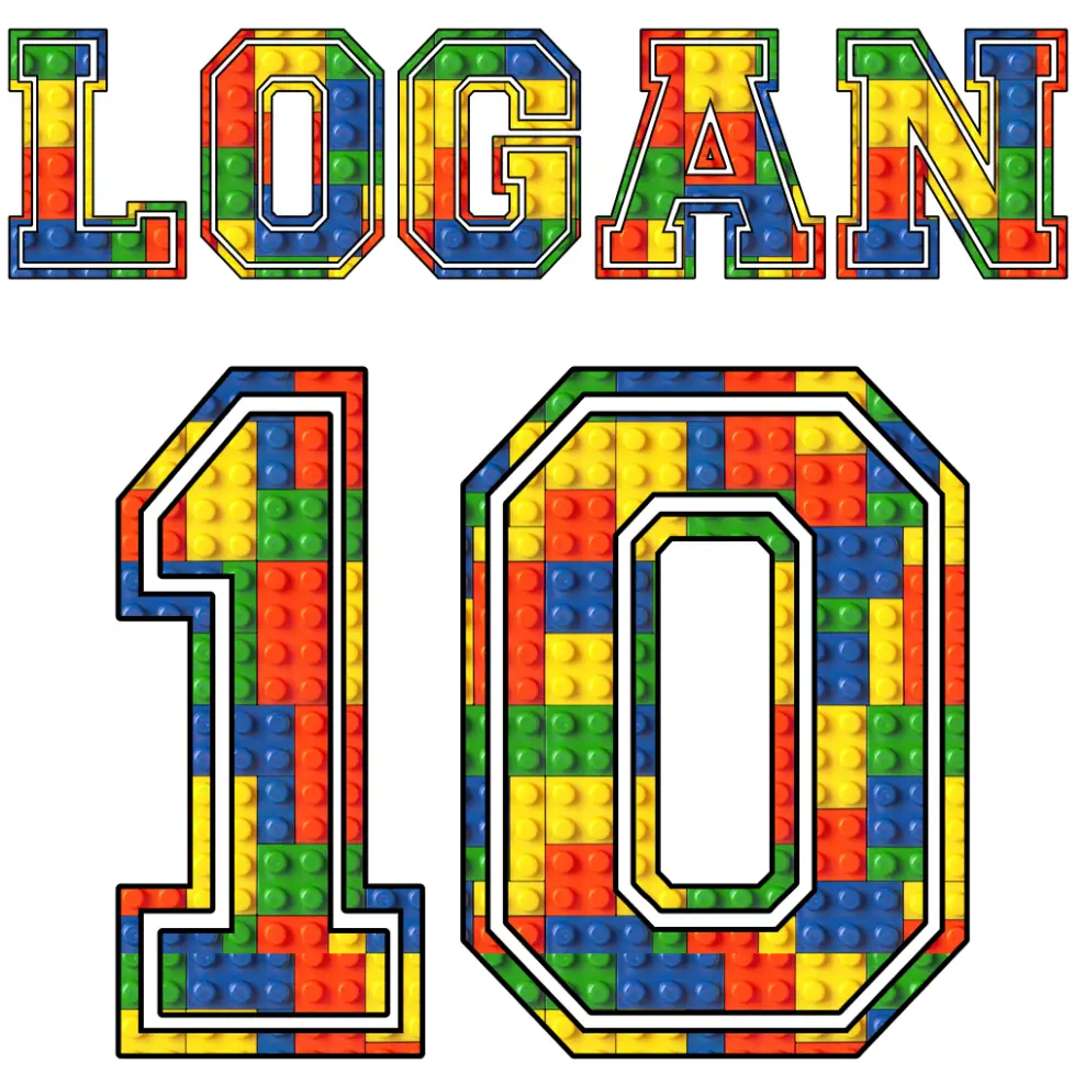 Lego Custom Name and Number  DTF Iron on Transfer