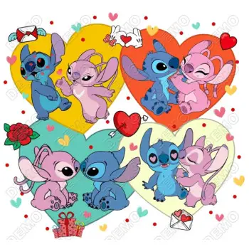 Lilo and Angel Valentines Day  DTF Iron on Transfer 