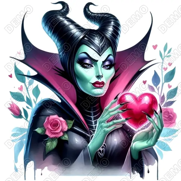 Maleficent Valentines DTF Iron on Transfer Maleficent Valentines DTF Iron on Transfer