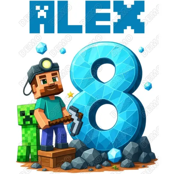 Minecraft Birthday Personalized Custom T Shirt Iron on Transfer Decal #12 Minecraft Birthday Personalized Custom T Shirt Iron on Transfer Decal #12