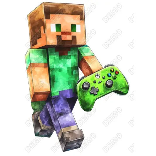 Minecraft Steve DTF Shirt Iron on Transfer Minecraft Steve DTF Shirt Iron on Transfer