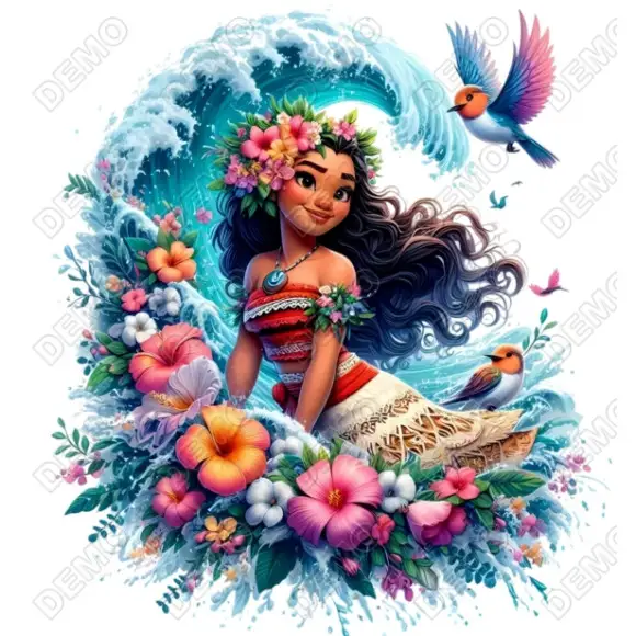 Moana Flowers DTF Iron on Transfer Moana Flowers DTF Iron on Transfer