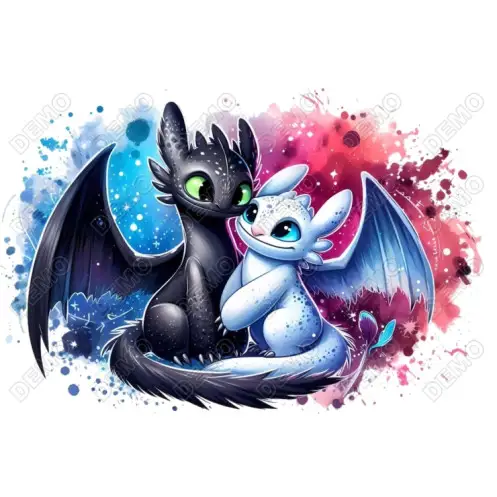 Night Fury and Light Fury  Dragon  DTF  Shirt Iron on Transfer