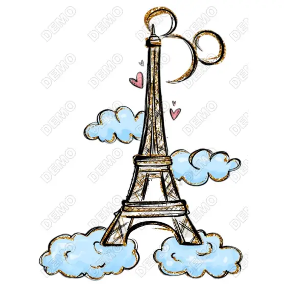 Paris Disney Eiffel Tower DTF Iron on Transfer