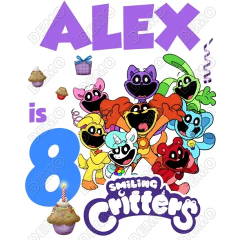 Poppy Playtime  Smiling Critters Birthday Custom DTF Iron on Transfer