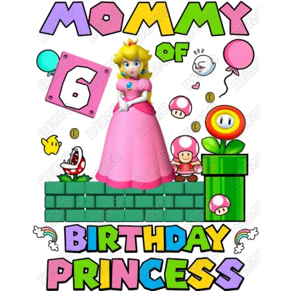 Princess Peach Family Member  Birthday Custom DTF Iron on Transfer