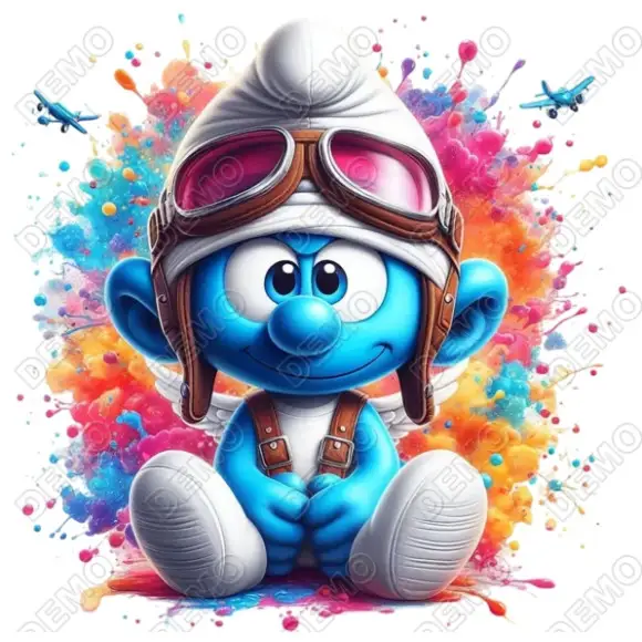 Smurf Pilot  DTF  T Shirt Iron on Transfer