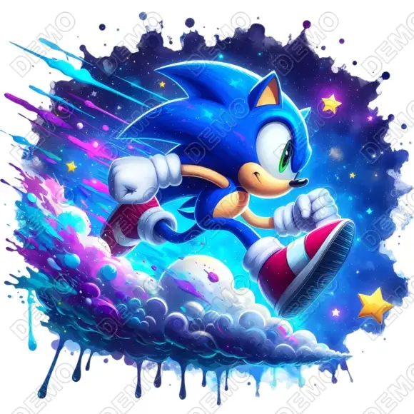 Sonic Running  DTF  T Shirt Iron on Transfer