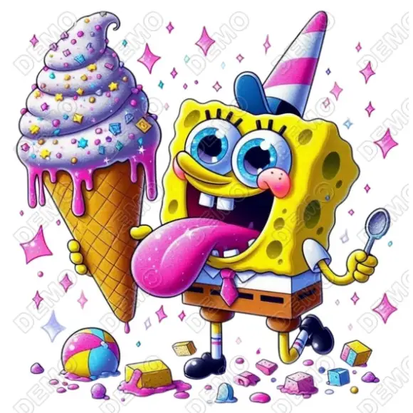 SpongeBob Ice Cream DTF Shirt Iron on Transfer SpongeBob Ice Cream DTF Shirt Iron on Transfer