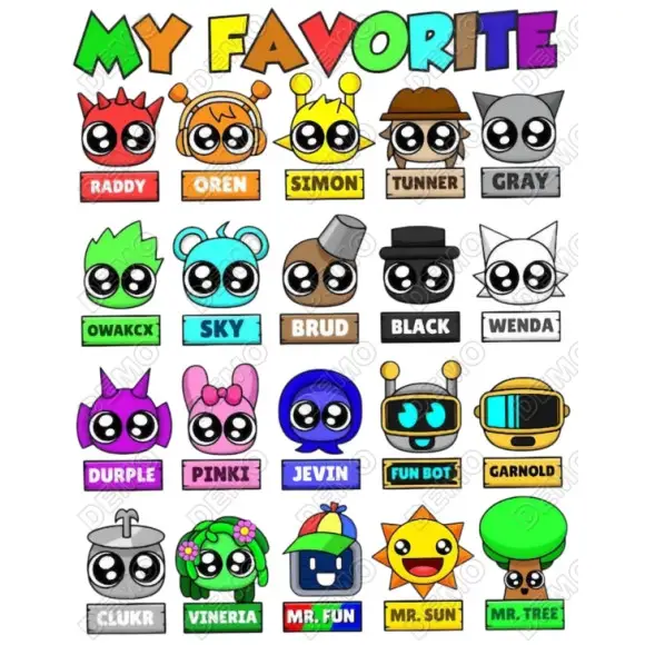 Sprunki My Favorite  Horror Game DTF Iron on Transfer