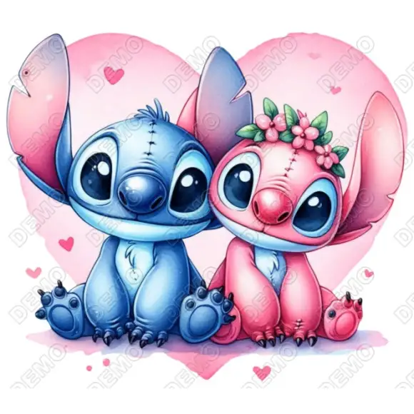 Stitch and Angel  Valentines DTF  Iron on Transfer