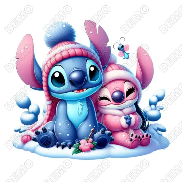 Stitch and Angel  Winter DTF Iron On Transfer