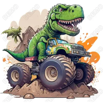 T Rex Monster Truck  DTF  Iron on Transfer