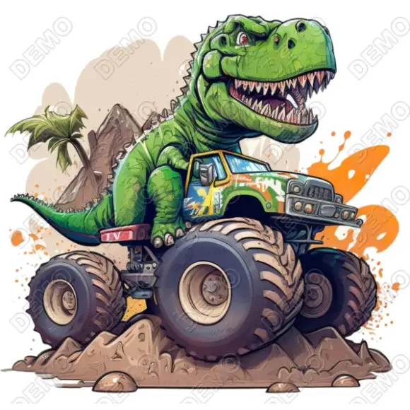 T Rex Monster Truck DTF Iron on Transfer T Rex Monster Truck DTF Iron on Transfer