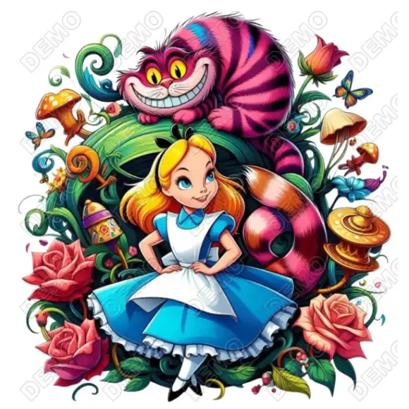 Alice in Wonderland cat  DTF Iron on Transfer