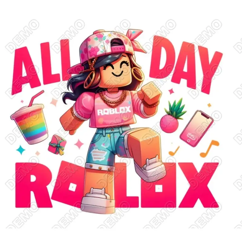 All day Roblox Girl Game DTF Iron on Transfer All day Roblox Girl Game DTF Iron on Transfer