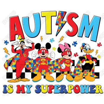 Autism Awareness Mickey DTF Iron on Transfer
