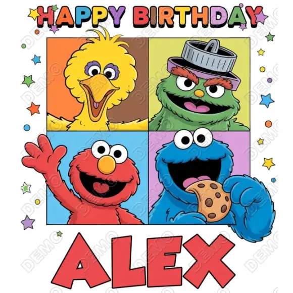 Elmo Cookie Monster  Birthday Custom  DTF  Iron on Transfer