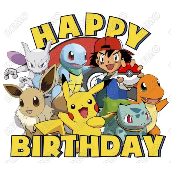 Happy Birthday Pokemon   DTF  Iron on Transfer