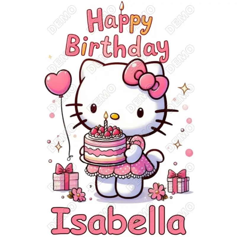 Hello Kitty Birthday Custom DTF Shirt Iron on Transfer Hello Kitty Birthday Custom DTF Shirt Iron on Transfer