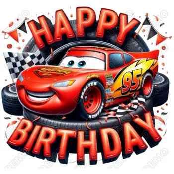 Lightning McQueen Birthday  DTF  Shirt Iron on Transfer 