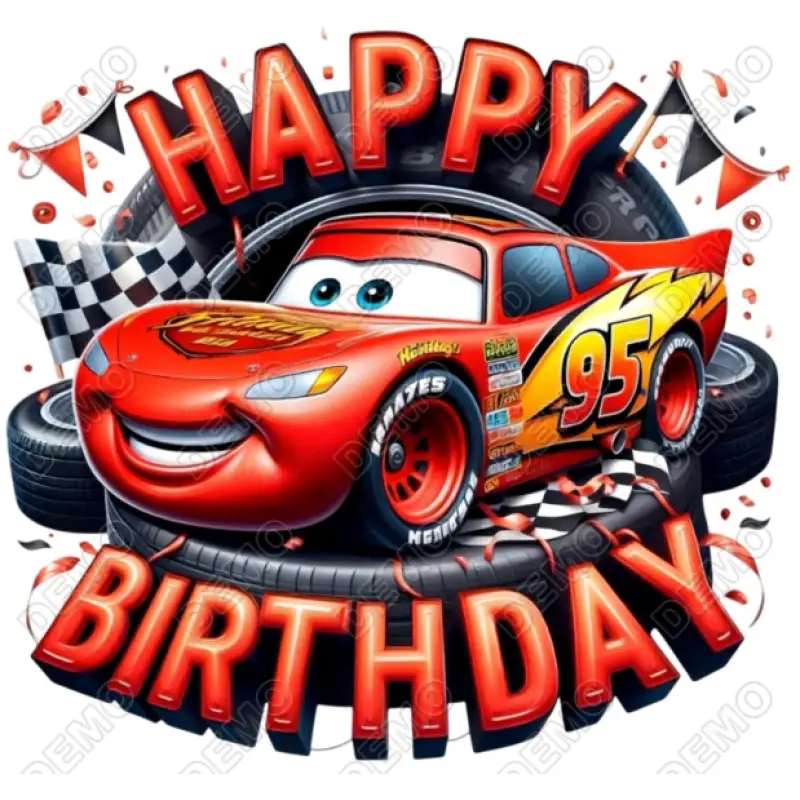 Lightning McQueen Birthday DTF Shirt Iron on Transfer Lightning McQueen Birthday DTF Shirt Iron on Transfer